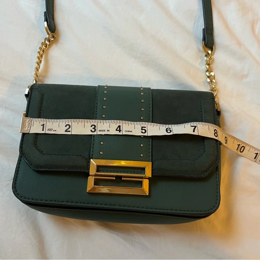 Topshop Emerald Green and Gold Studded Crossbody Bag